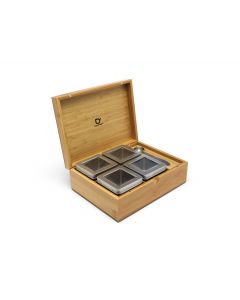 Tea box natural bamboo +4 canisters +spoon