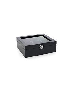 Tea box 6 comp. with window bamboo black