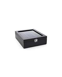 Tea box 9 comp. with window bamboo black