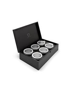 Tea box + 6 canisters round + spoon black