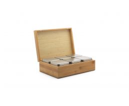 Tea box bamboo with 6 canisters