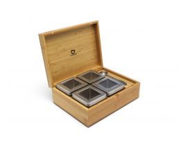 Tea box natural bamboo +4 canisters +spoon
