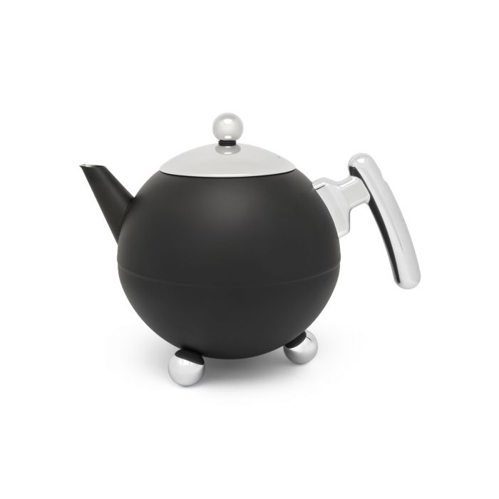 voormalig Eervol schuintrekken Teapot Duet® Bella Ronde 1.2L, matt black, chromium fittings
