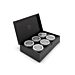 Tea box + 6 canisters round + spoon black